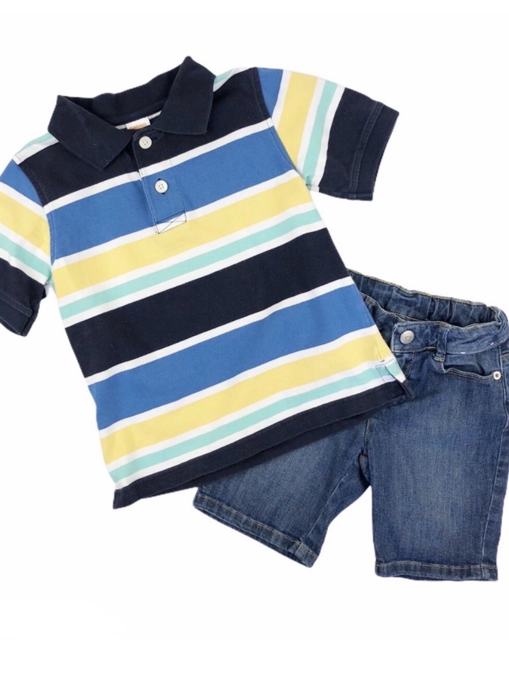 Gymboree Short Sleeve Polo Shirt & Jean Shorts Outfit Size 4:5